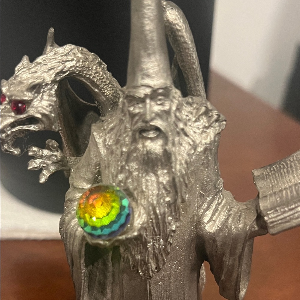 Silver Wizard Figurine with Red Accents - Picture 2 of 9
